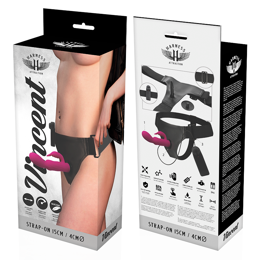 HARNESS ATTRACTION - RNES VIBRATOR RABBIT VINCENT 15 CM -O- 4 CM - 1