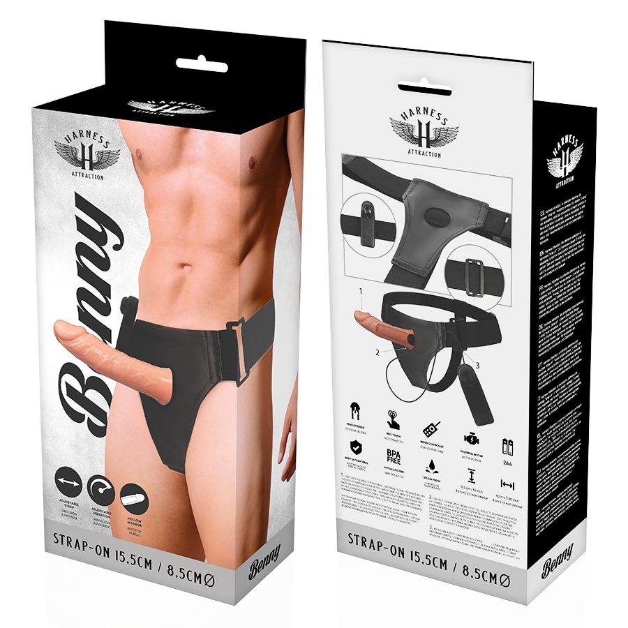HARNESS ATTRACTION - RNES HOLLOW BENNY WITH VIBRATOR 15 CM -O- 4.5 CM - 5