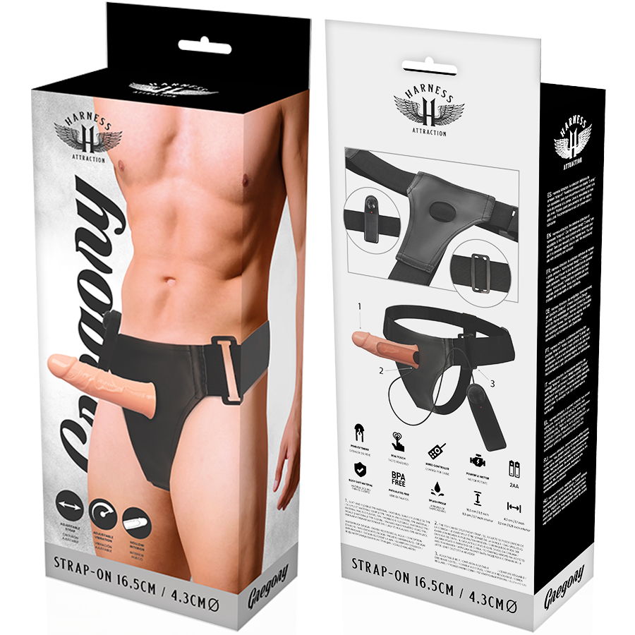 HARNESS ATTRACTION - GREGORY HOLLOW RNES WITH VIBRATOR 16.5 CM -O- 4.3 CM - 2