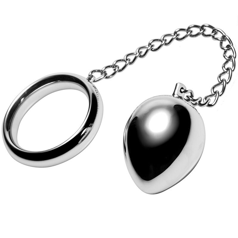 METAL HARD - ANELLO COCK 40MM + CATENA CON SFERA IN METALLO - Secretroomsexyshop