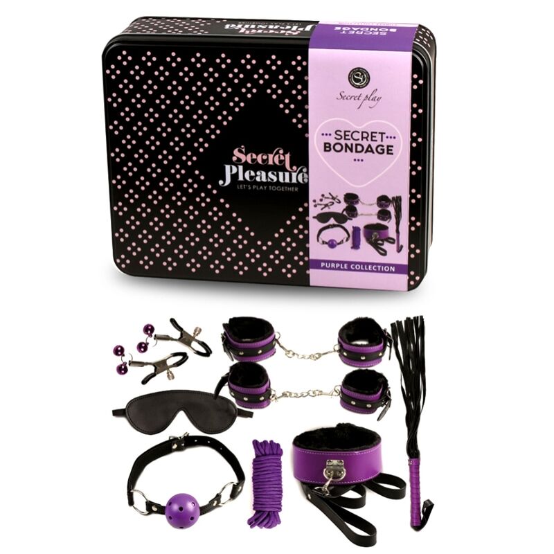 SECRETPLAY - ENSEMBLE BDSM 8 PIÈCES VIOLET/NOIR
