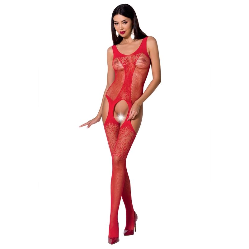 PASSION - WOMAN BS072 BODYSTOCKING ONE SIZE RED - ONE SIZE / RED - 3