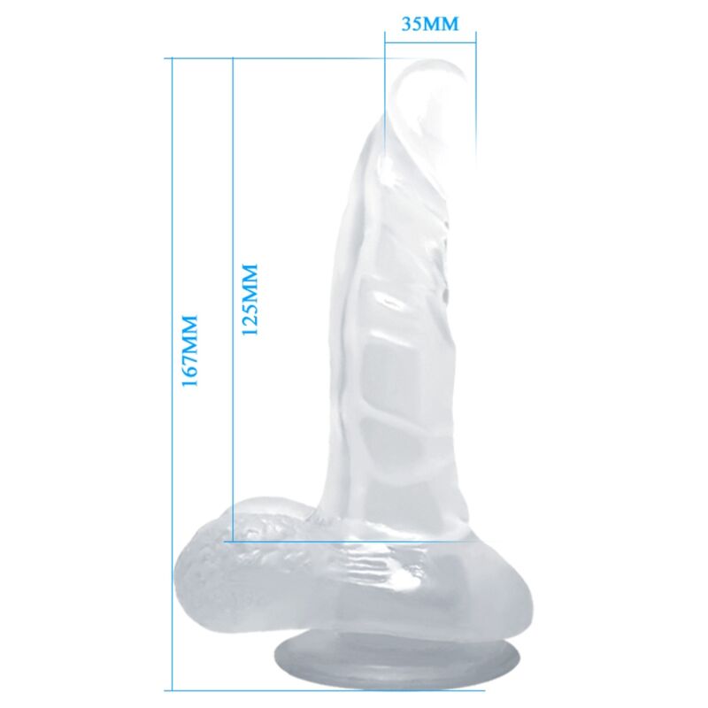BAILE - REALISTIC DILDO WITH SUCTION CUP AND TESTICLES 16.7 CM TRANSPARENT - 5