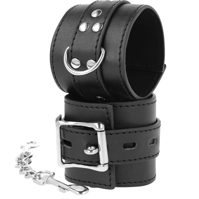 DARKNESS - BLACK LEATHER HANDCUFFS - 4