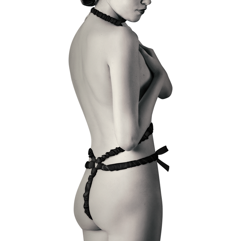 COQUETTE CHIC DESIRE - ELASTIC HARNESS SET AND NIPPLE COVERS BLACK - 3