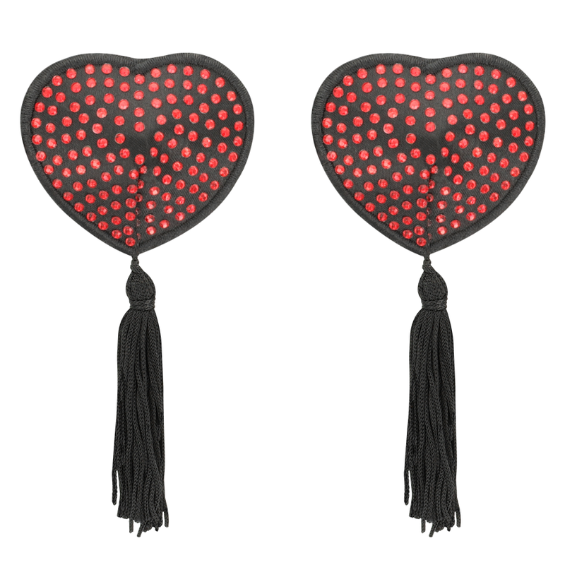 COQUETTE CHIC DESIRE - NIPPLE COVERS HEART BLACK / RED - 3