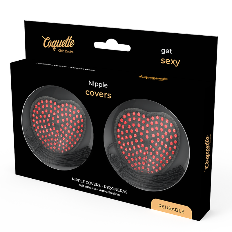 COQUETTE CHIC DESIRE - NIPPLE COVERS HEART BLACK / RED - 4