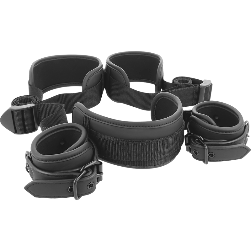SOUMIS FÉTICHISME - POSITION DE MAÎTRE AVEC 4 MENOTTES DOUBLÉES DE NOPRÈNE