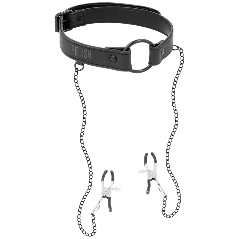 FETISH SUBMISSIVE - GAG RING WITH NIPPLE CLAMPS - 4
