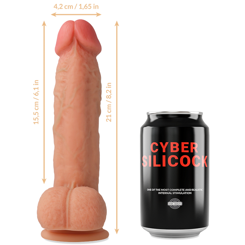 CYBER SILICOCK - STRAP-ON SAUL SILICONE LIQUIDE AVEC 3 ANNEAUX GRATUITS 15,5 CM -O- 4,2 CM