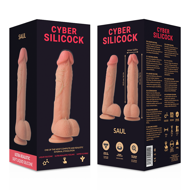 CYBER SILICOCK - STRAP-ON SAUL SILICONE LIQUIDE AVEC 3 ANNEAUX GRATUITS 15,5 CM -O- 4,2 CM