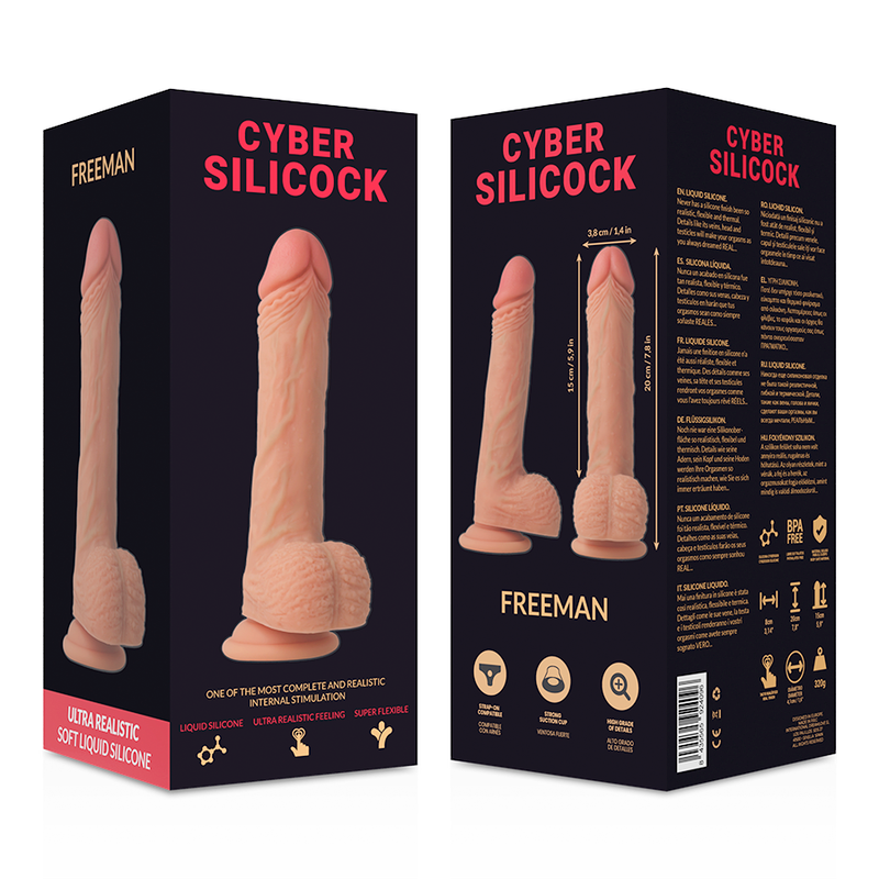 CYBER SILICOCK - STRAP-ON FREEMAN LIQUID SILICONE WITH 3 RINGS FREE 20 CM -O- 3.8 CM - 4