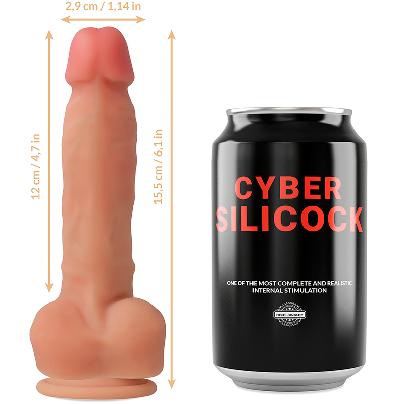 CYBER SILICOCK - STRAP-ON ANSEL AVEC 3 ANNEAUX GRATUITS 15,5 CM -O- 2,9 CM