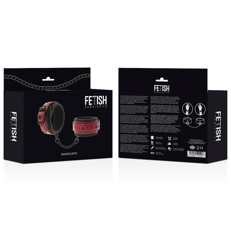FETISH SUBMISSIVE DARK ROOM - VEGAN LEATHER HANDCUFFS WITH NEOPRENE LINING - 7