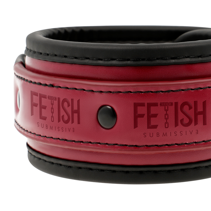 FETISH SUBMISSIVE DARK ROOM - VEGAN LEATHER HANDCUFFS WITH NEOPRENE LINING - 3