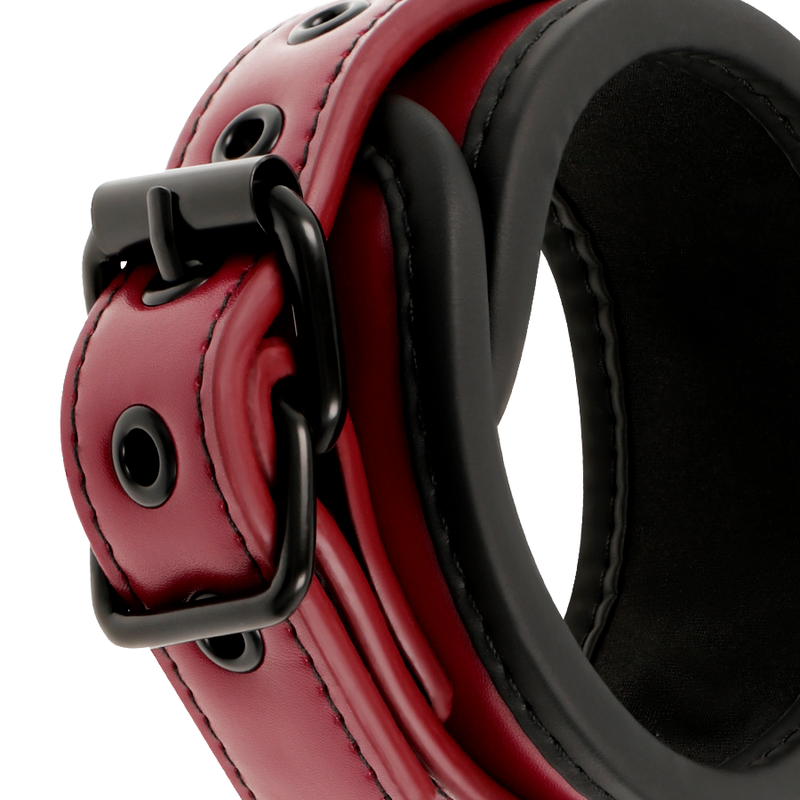 FETISH SUBMISSIVE DARK ROOM - VEGAN LEATHER HANDCUFFS WITH NEOPRENE LINING - 5
