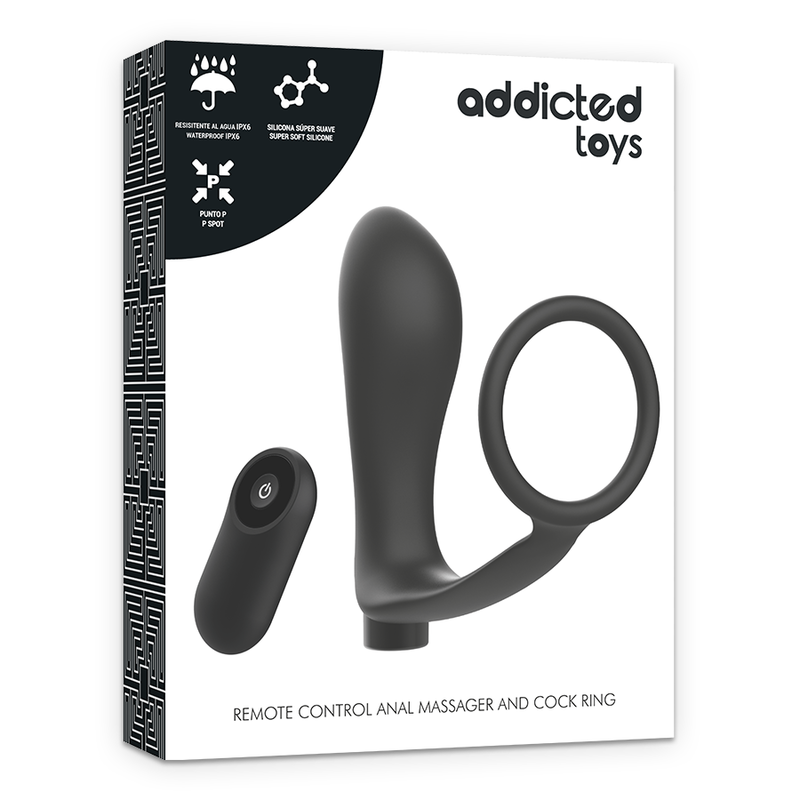 ADDICTED TOYS - PENIS RING WITH REMOTE CONTROL ANAL PLUG BLACK RECHARGEABLE - 6