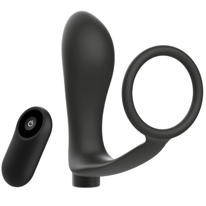 ADDICTED TOYS - PENIS RING WITH REMOTE CONTROL ANAL PLUG BLACK RECHARGEABLE - 7