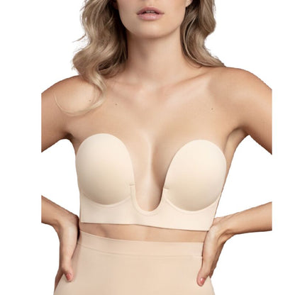 BYE-BRA - BRA WITHOUT HANDLES SHAPE U BEIGE CUP E - D / NATURAL - 36