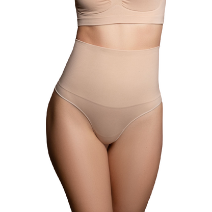 BYE-BRA - THONG STYLE SEAMLESS GIRDLE BEIGE SIZE XXL - S / NATURAL - 4