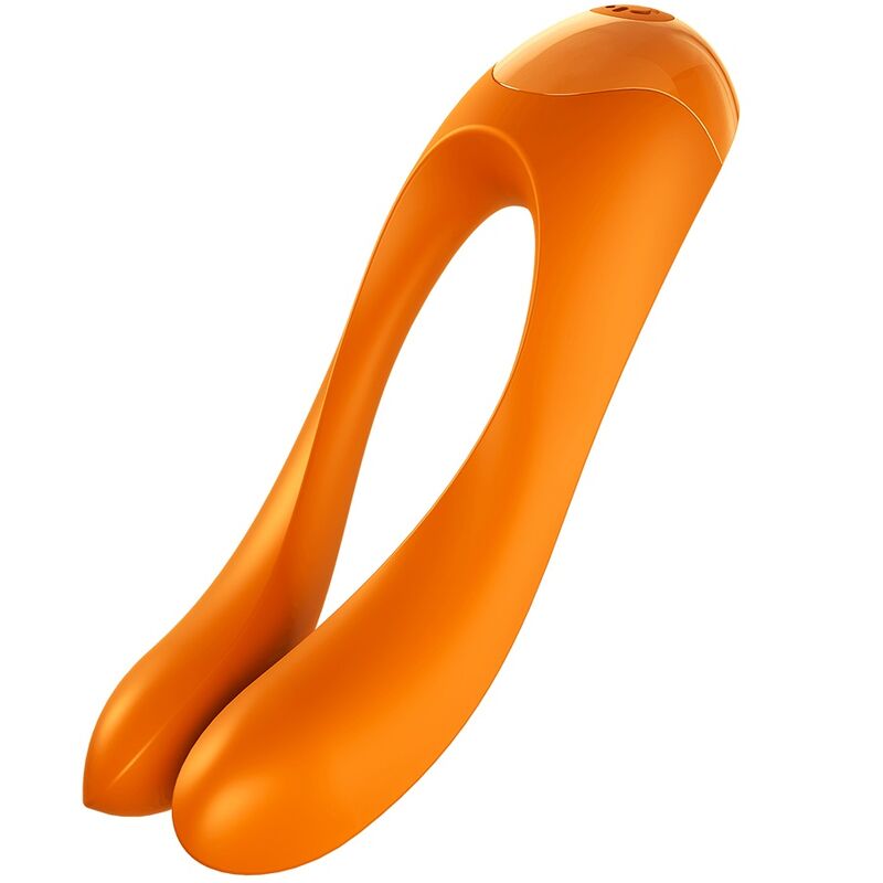 SATISFYER - CANDY CANE FINGER VIBRATOR BLACK - ORANGE - 1