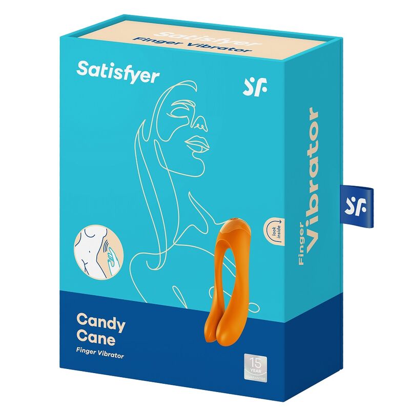 SATISFYER - CANDY CANE FINGER VIBRATOR BLACK - ORANGE - 2