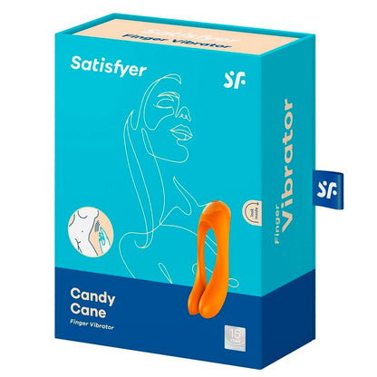 SATISFYER - CANDY CANE FINGER VIBRATOR BLACK - ORANGE - 2