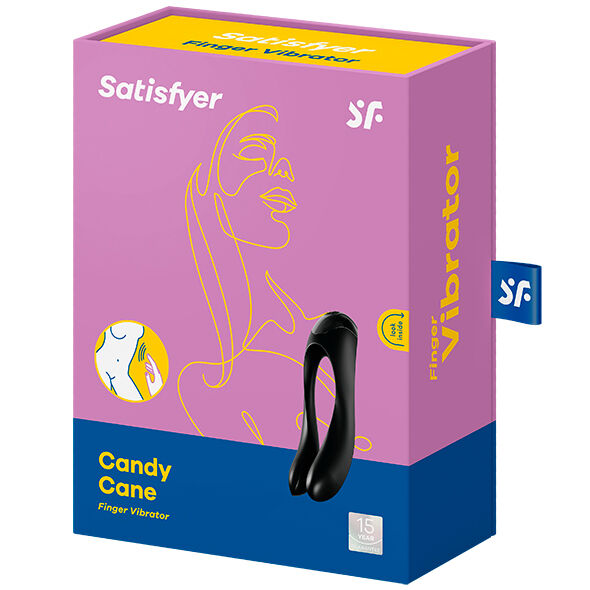 SATISFYER - CANDY CANE FINGER VIBRATOR BLACK - BLACK - 8
