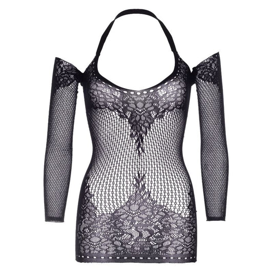 LEG AVENUE - MINI-ROBE EN DENTELLE À COL NU TORSADÉ, TAILLE UNIQUE