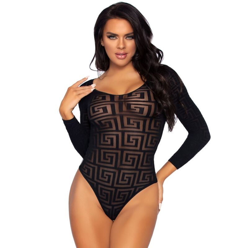 LEG AVENUE - MOSAIC SNAP CROTH BODYSUIT ONE SIZE - 4