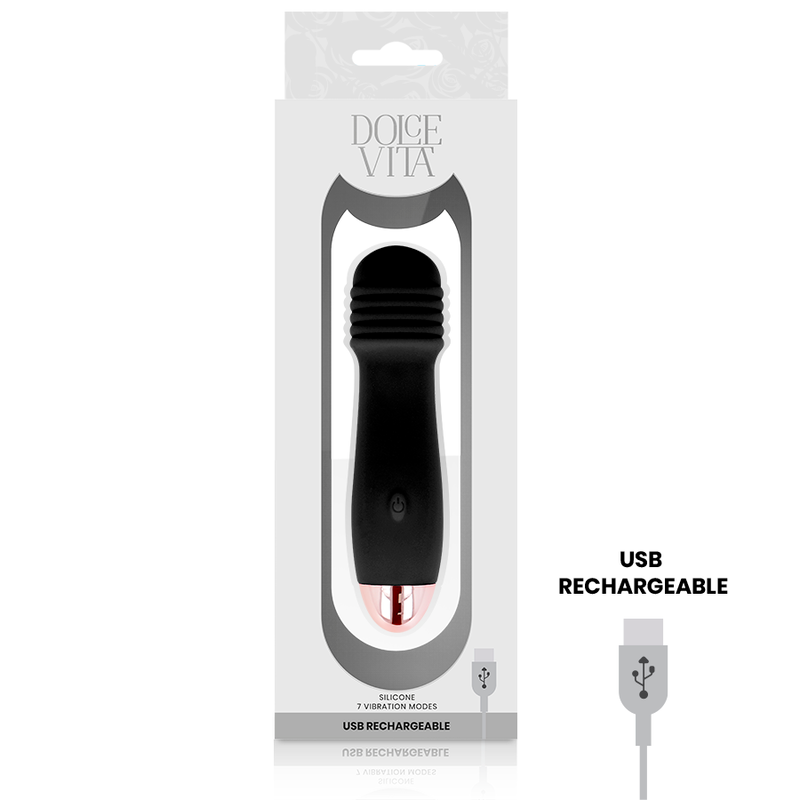 DOLCE VITA - RECHARGEABLE VIBRATOR THREE BLACK 7 SPEED - 2