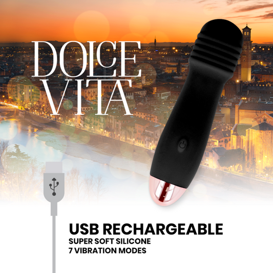 DOLCE VITA - RECHARGEABLE VIBRATOR THREE BLACK 7 SPEED - 1