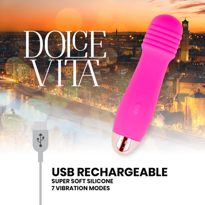 DOLCE VITA - RECHARGEABLE VIBRATOR THREE PINK 7 SPEEDS - 3