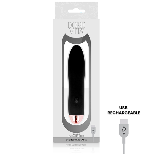 DOLCE VITA - RECHARGEABLE VIBRATOR FOUR BLACK 7 SPEEDS - 1
