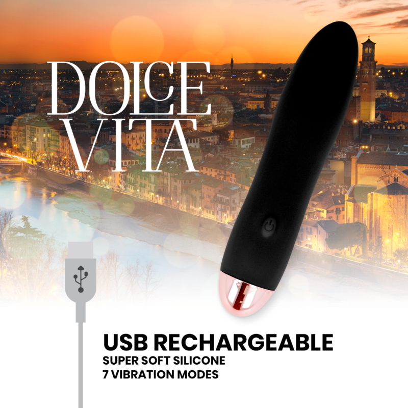DOLCE VITA - RECHARGEABLE VIBRATOR FOUR BLACK 7 SPEEDS - 2