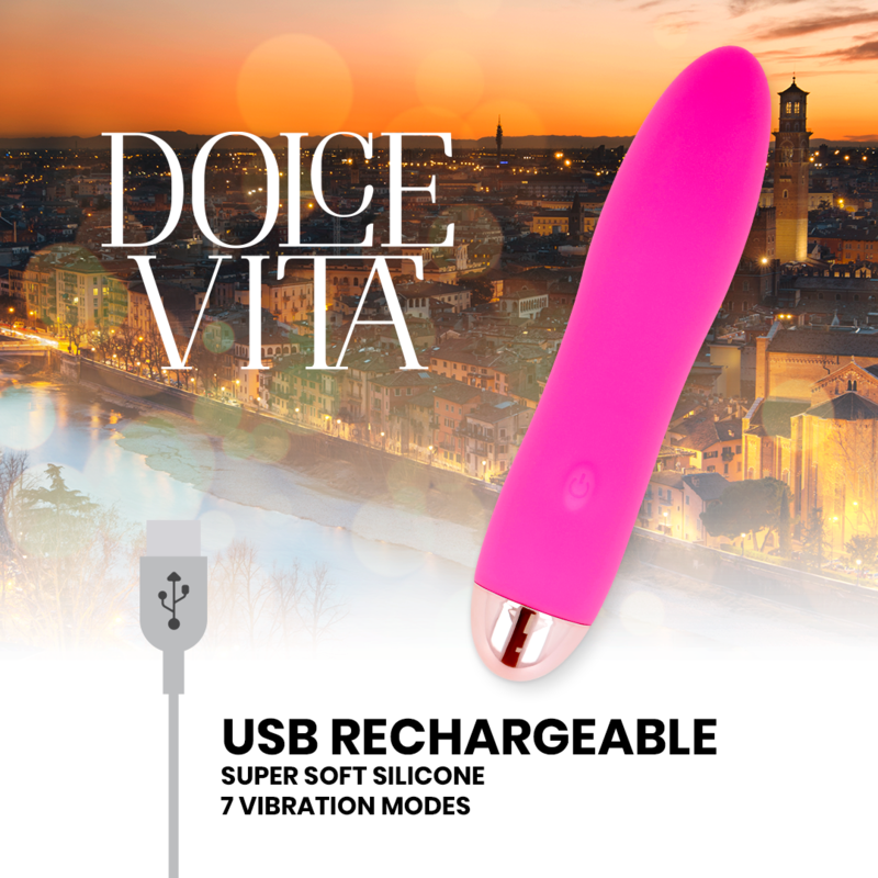 DOLCE VITA - FOUR PINK RECHARGEABLE VIBRATOR 7 SPEED