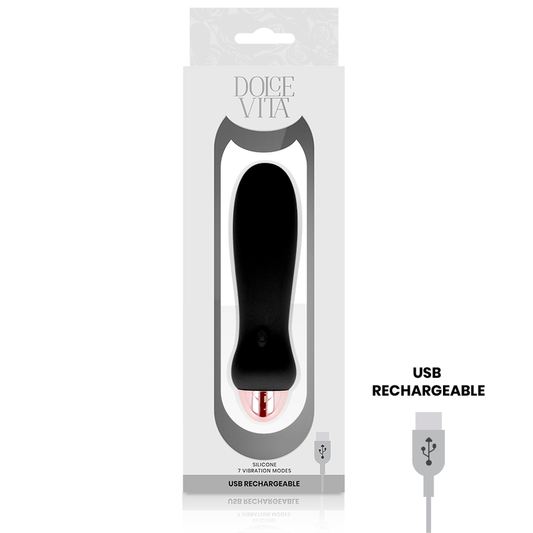 DOLCE VITA - FIVE BLACK 7 SPEED RECHARGEABLE VIBRATOR