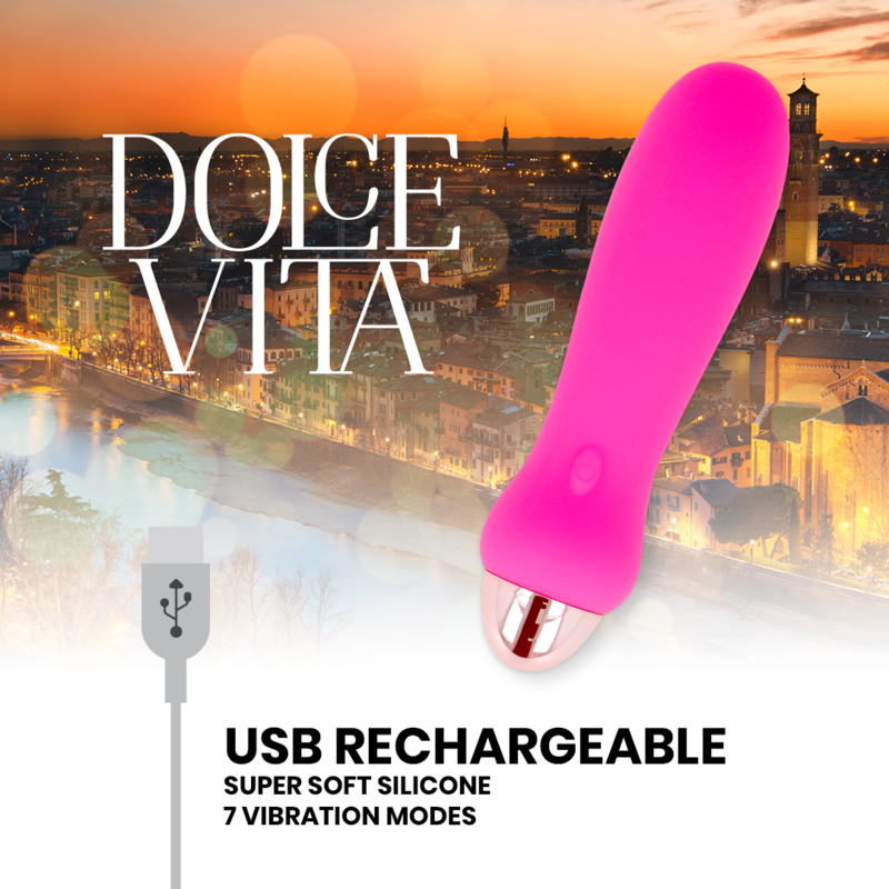 DOLCE VITA - RECHARGEABLE VIBRATOR FIVE PINK 7 SPEEDS - 3