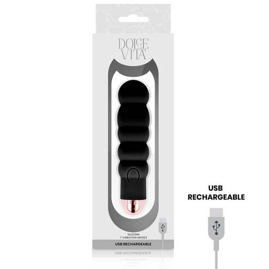 DOLCE VITA - RECHARGEABLE VIBRATOR SIX BLACK 7 SPEEDS - 1