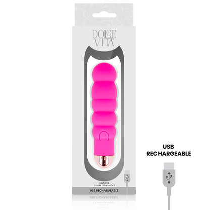 DOLCE VITA - RECHARGEABLE VIBRATOR SIX PINK 7 SPEEDS - 1