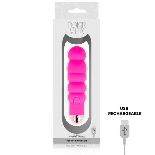 DOLCE VITA - RECHARGEABLE VIBRATOR SIX PINK 7 SPEEDS - 1