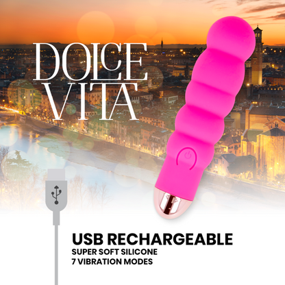 DOLCE VITA - RECHARGEABLE VIBRATOR SIX PINK 7 SPEEDS - 3