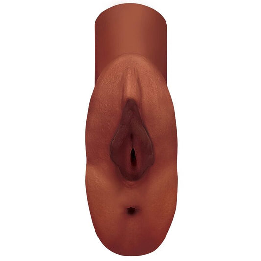 PDX PLUS - MASTURBATEUR VAGIN ET ANUS À DOUBLE STROKER PARFAIT POUR CHATTE MARRON