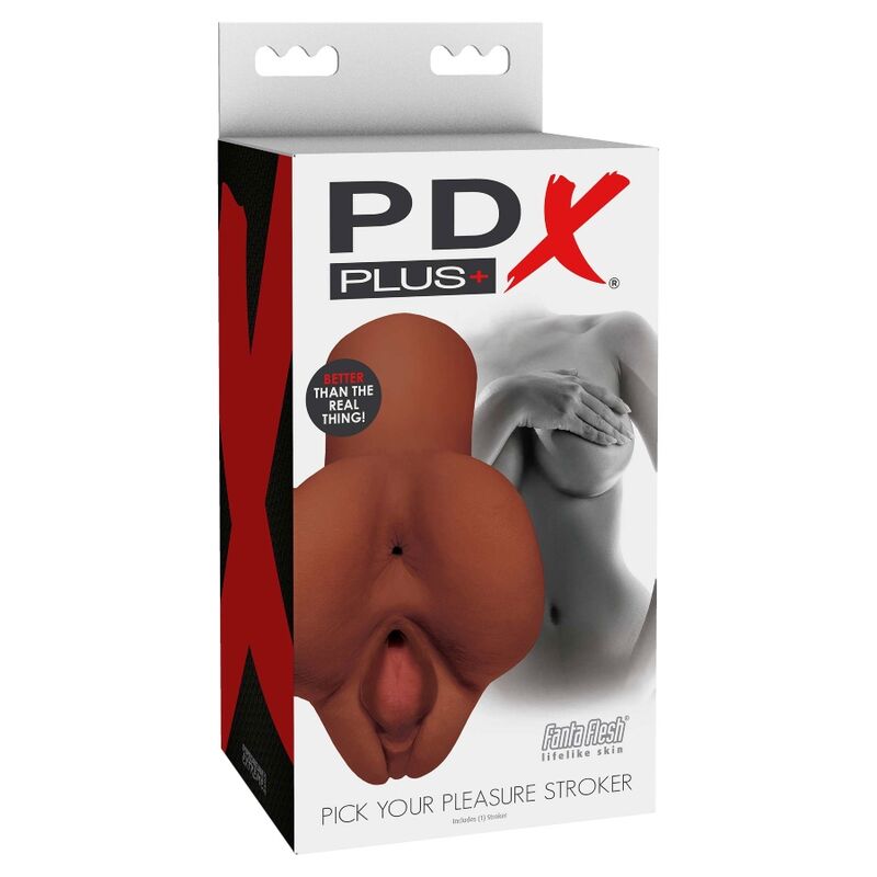 PDX PLUS - PICK YOUR PLEASURE DOUBLE BROWN MASTURBATOR - 1