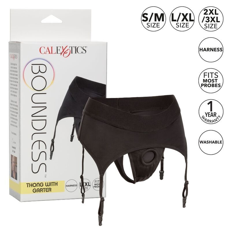 CALEXOTICS - BOUNDLESS THONG WITH GARTER L/XL - 3