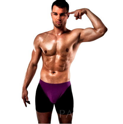 PASSION - BOXER 009 LILAC/BLACK EROTIC LINGERIE S/M - 2