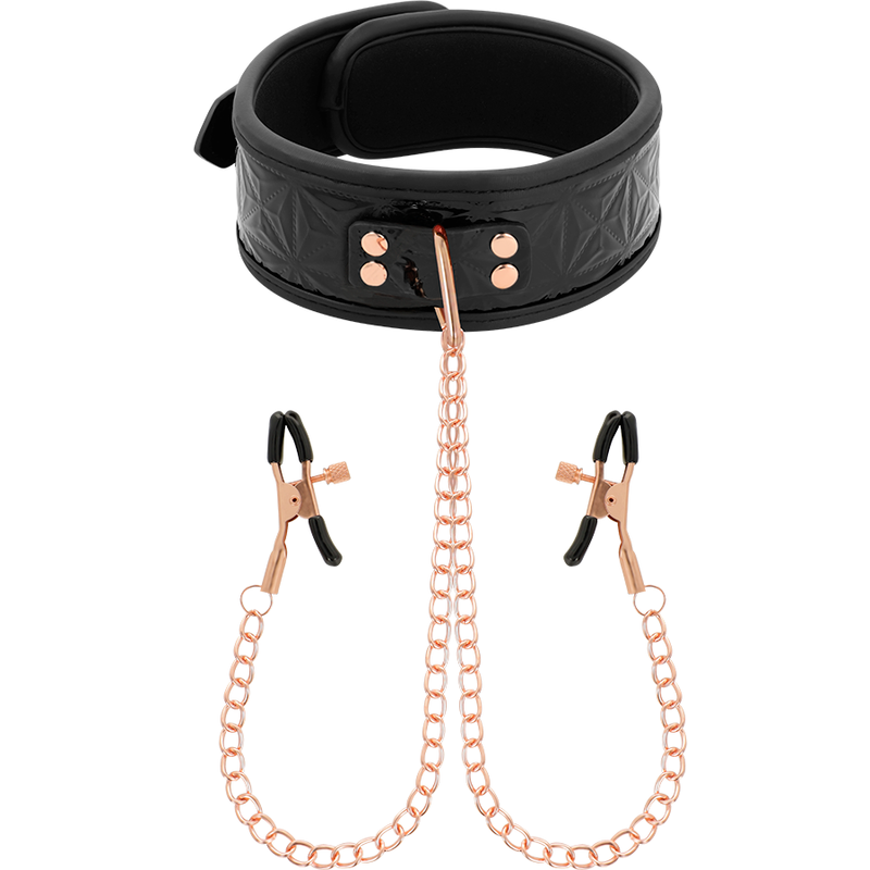 BEGME - BLACK EDITION COLLAR WITH NIPPLE CLAMPS WITH NEOPRENE LINING - 8