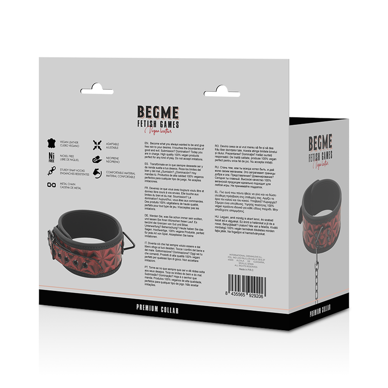 BEGME - RED EDITION PREMIUM VEGAN LEATHER COLLAR WITH NEOPRENE LINING - 5