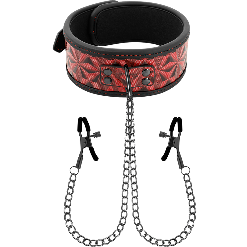 BEGME - RED EDITION COLLAR WITH NIPPLE CLAMPS WITH NEOPRENE LINING - 7