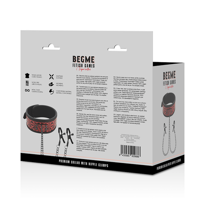 BEGME - RED EDITION COLLAR WITH NIPPLE CLAMPS WITH NEOPRENE LINING - 8